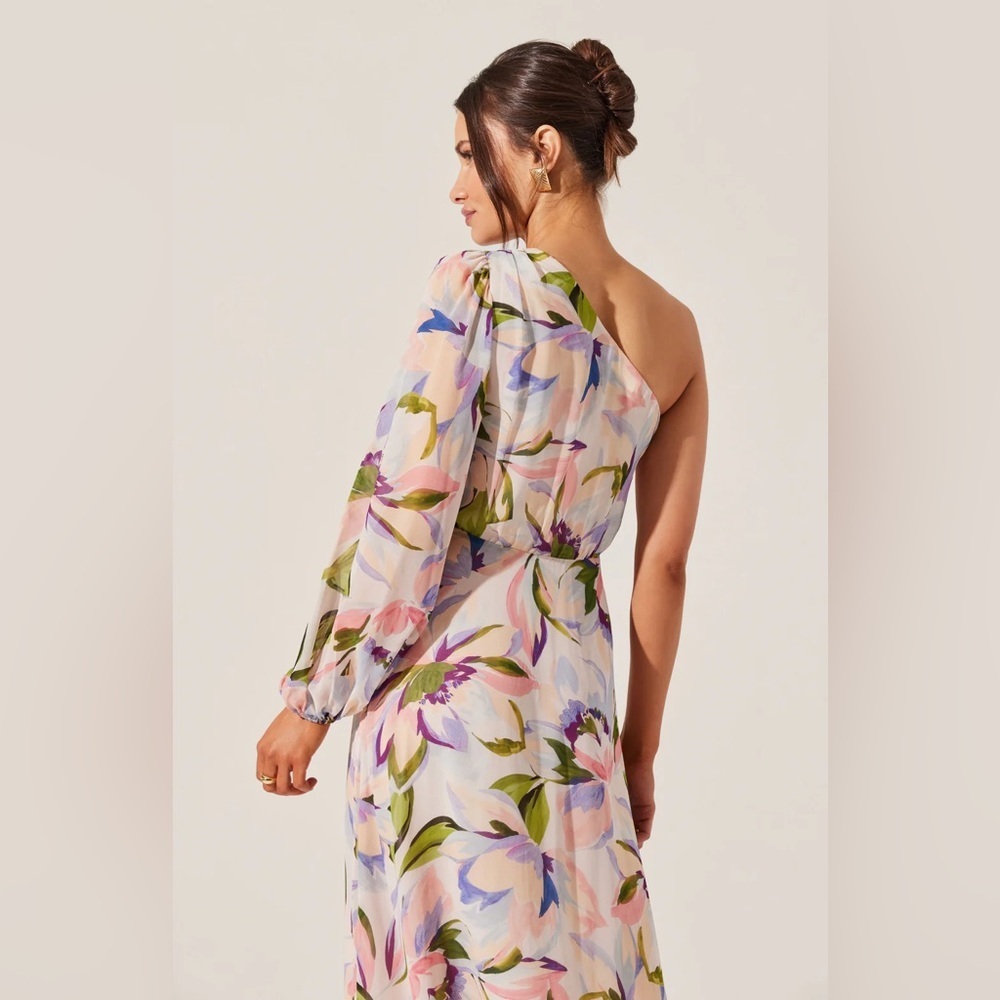 NWT ASTR The Label Sandersonia Pink Floral One Shoulder Dress Size Small - Picture 4 of 11
